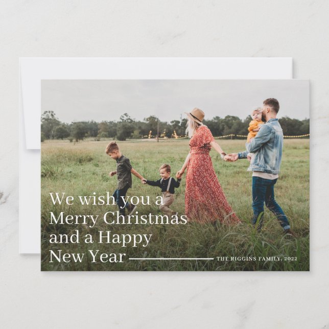 Carte Typographie moderne Joyeux Noël Photo Holiday (Devant)