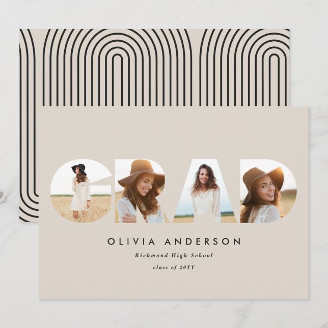 Carte Typographie moderne multi graduation photo (Devant / Derrière)