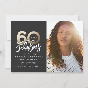 Carte Typographie moderne noir et or 60e anniversaire