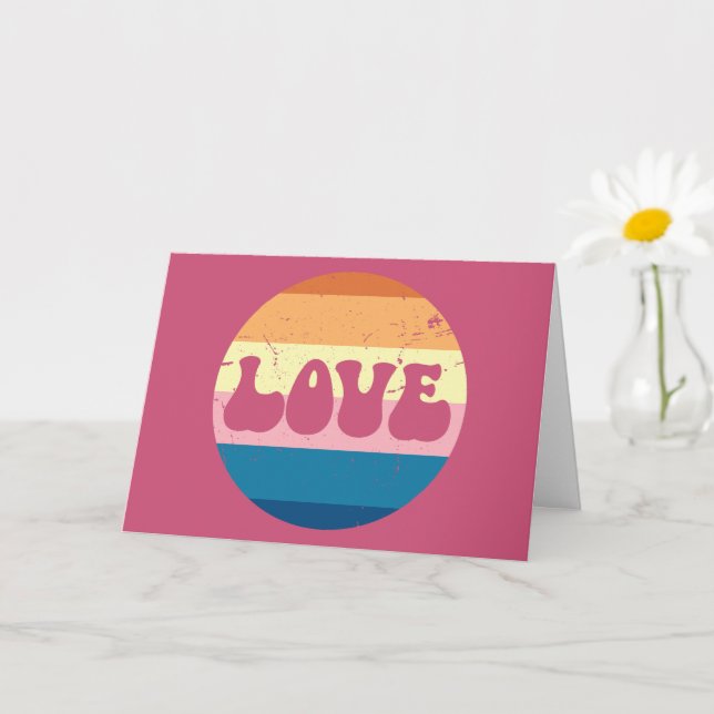 Carte Typographie Rétro Amour sur Rayures de Coucher de  (Petite plante)