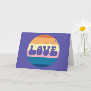 Carte Typographie Rétro Amour sur Rayures de Coucher de 