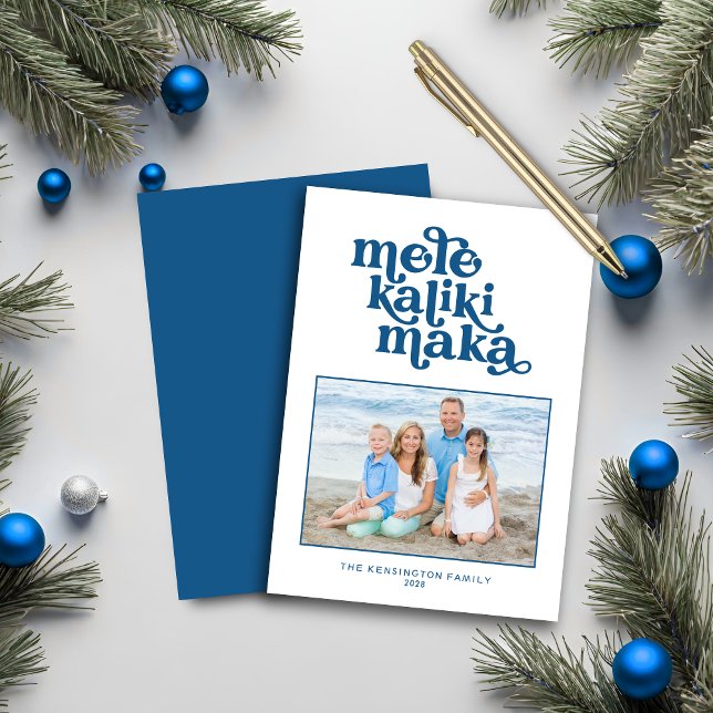 Carte Typographie rétro Mele Kalikimaka Photo de Noël (Retro Typography Mele Kalikimaka Christmas Photo Card)