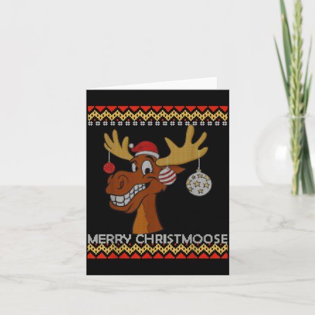 Carte Ugly Christmas Sweater I Merry Christmoose Funny M (Devant)
