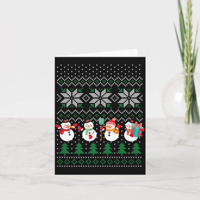 Carte Ugly Christmas Xmas Tree Snowman Santa Claus New Y (Devant)