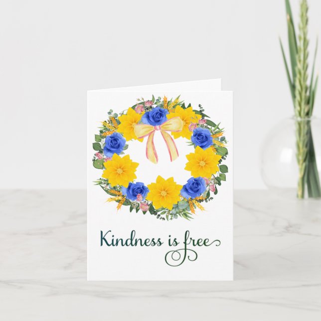Carte Ukraine Ukraine Uki Floral Wreaths Drapeau (Devant)