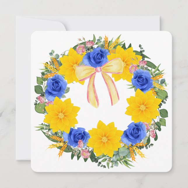 Carte Ukraine Ukrainienne Fleurs de couronne Foi Espoir (Devant)