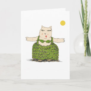 Carte Ula, Exotic Hula Cat Card from Denis Gaston Art