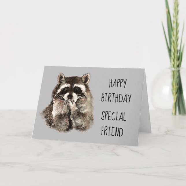 Carte Un ami comme vous Voyage Raton laveur Anniversaire (Devant)
