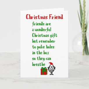 Carte Un Ami De Noël, Un Joyeux Poème De Noël Drôle