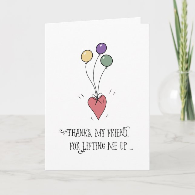 Carte Un ami remercie pour le support Ballons et Heart B (Devant)