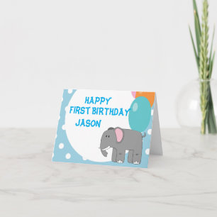 Carte Un an bébé éléphant, anniversaire