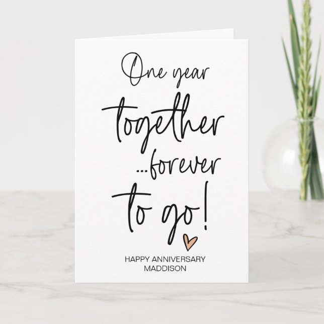 Carte Un an ensemble Mariage Anniversaire Épouse du mari (Devant)