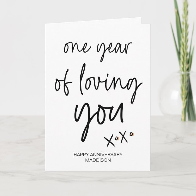 Carte Un an Vous Aimer Anniversaire Cadeau Épouse Épouse (Devant)