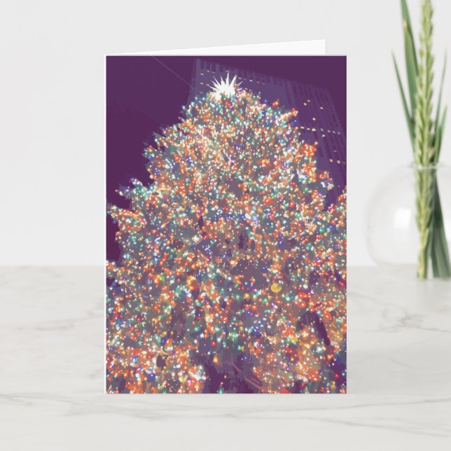 Carte Un arbre de Noël illuminé New York (Devant)
