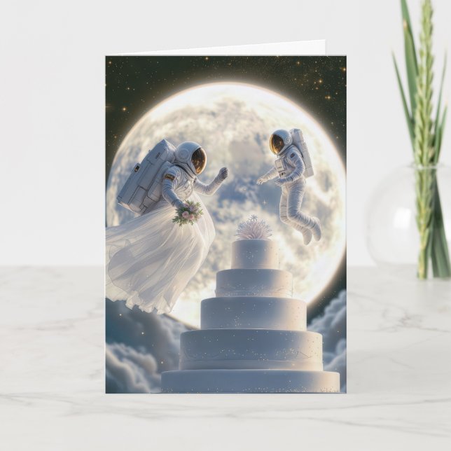 Carte Un astronaute mariage pour les jeunes mariés au cl (Devant)