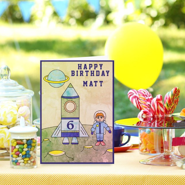 Carte Un astronaute sur la Lune dans l'espace Joyeux ann (Créateur téléchargé)