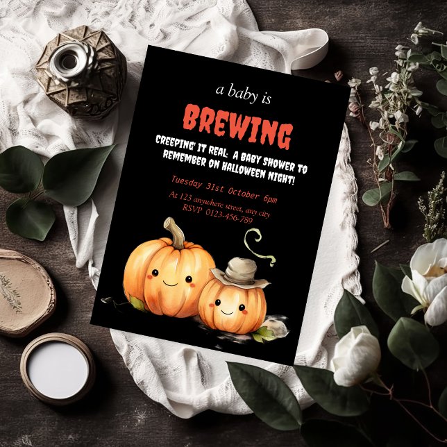 Carte Un bébé brasse un Baby shower d'Halloween Invitati (Créateur téléchargé)