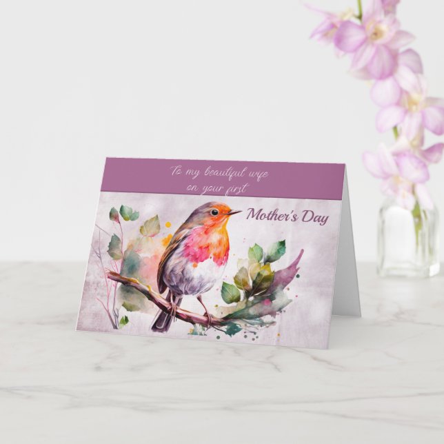 Carte Un bel oiseau en Branche Fête des mères (Orchidée)