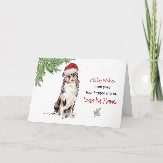 Carte Un berger australien Noël du chien dans Funny Sa (Devant)