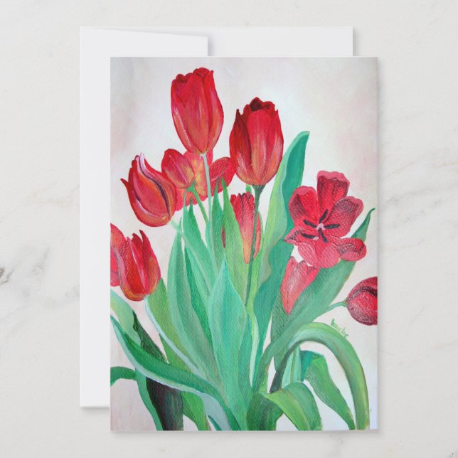 Carte Un bouquet de tulipes rouges (Devant)