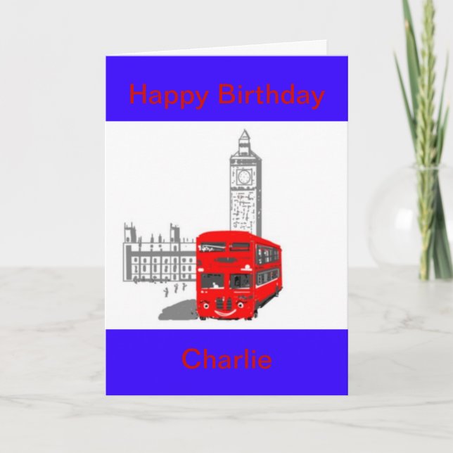 Carte Un bus souriant de Londres, Anniversaire, personna (Devant)