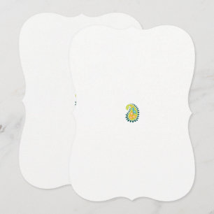 Carte un cachemire jaune et vert avec feuilles et fleurs