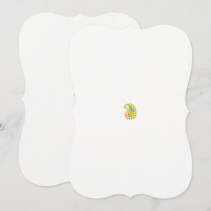 Carte un cachemire jaune et vert avec feuilles et fleurs