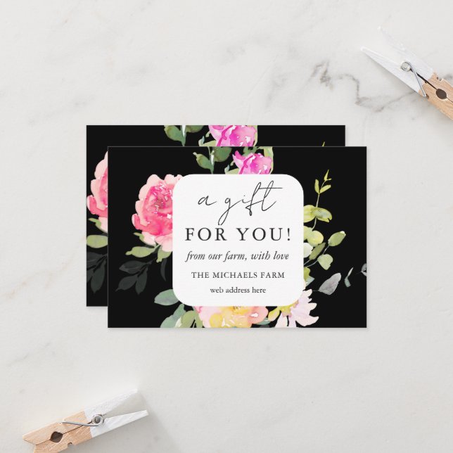 Carte Un cadeau pour vous Farm Floral Certificat cadeau (Devant/Arrière en situation)