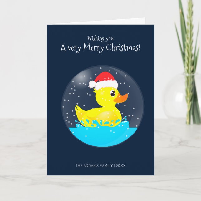 Carte Un canard en caoutchouc de Noël très joyeux dans u (Devant)