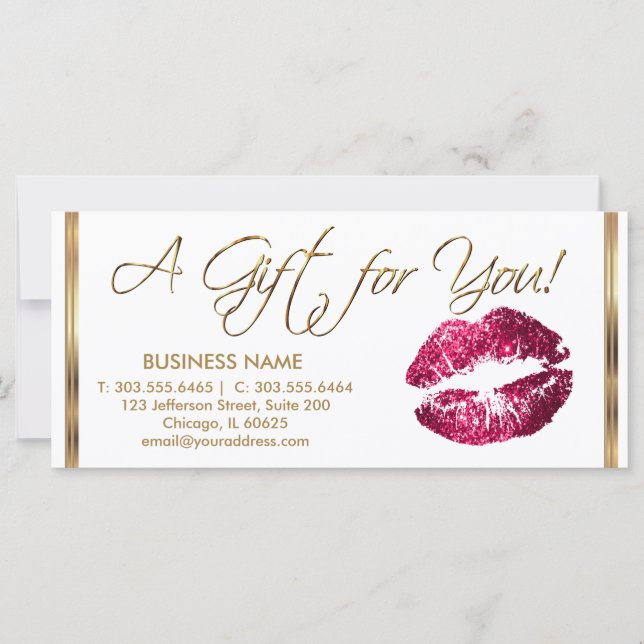 Carte Un certificat cadeau Hot Pink Lipstick Business 2 (Devant)