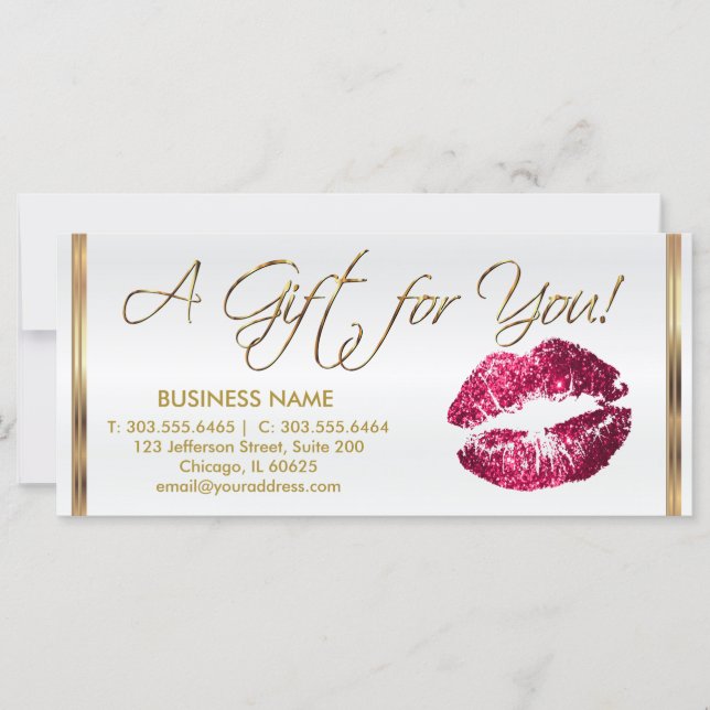 Carte *Un certificat cadeau Hot Pink Lipstick Business 2 (Devant)