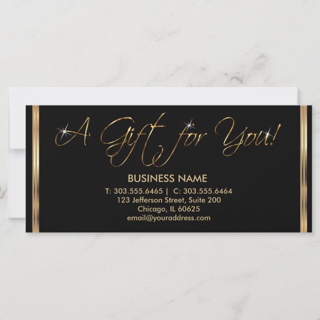 Carte Un certificat cadeau - Noir et Or (Devant)