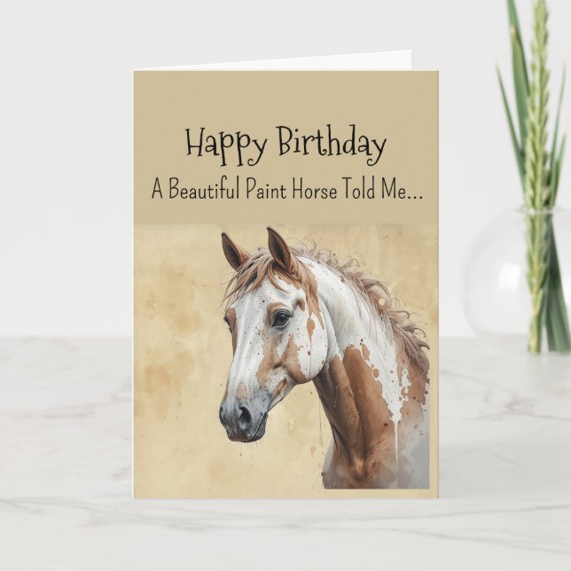 Carte Un Cheval de Peinture Personnalité Anniversaire (Devant)