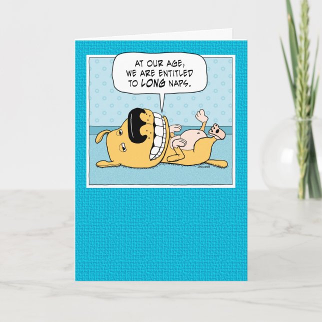 Carte Un chien mignon et drôle veut une sieste (Devant)