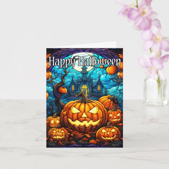 Carte Un Citrouille d'Halloween tristement heureux (Orchidée)