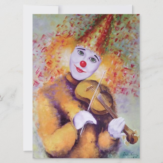 Carte Un clown doux jouant du violon (Devant)