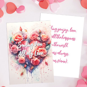 Carte Un coeur Romantique Artiste Floral Amour Salutatio