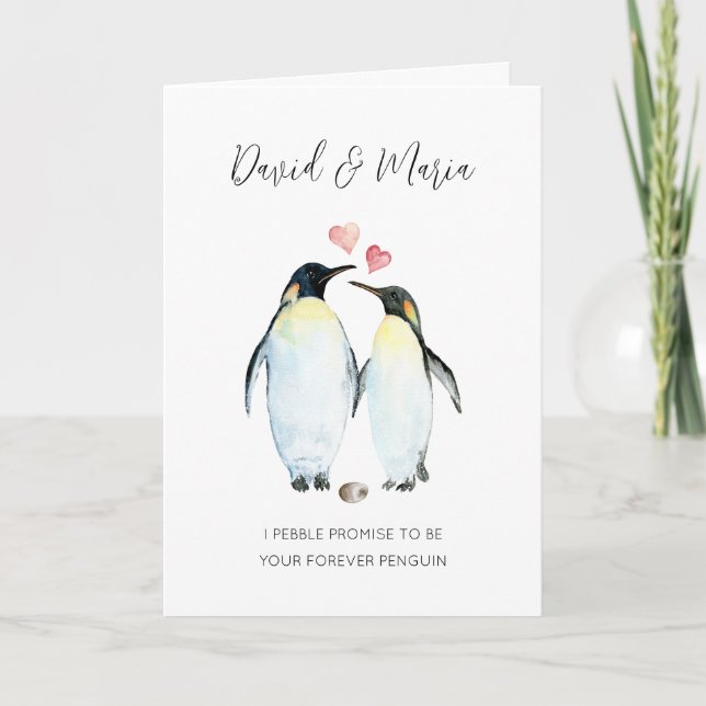 Carte Un couple de pingouins amoureux (Devant)