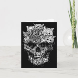 Carte Un crâne mais Kitty squelette de chat Halloween ch