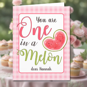 Carte Un Dans Un Melon Cute Rose Watermelon Fille Annive