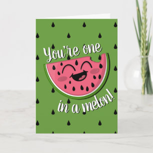 Carte Un dans un Melon Cute Watermelon Green Anniversair