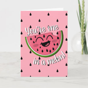 Carte Un dans un Melon Cute Watermelon rose Anniversaire