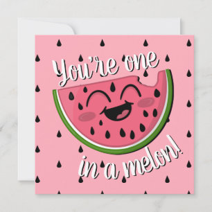 Carte Un dans un Melon Cute Watermelon rose Anniversaire