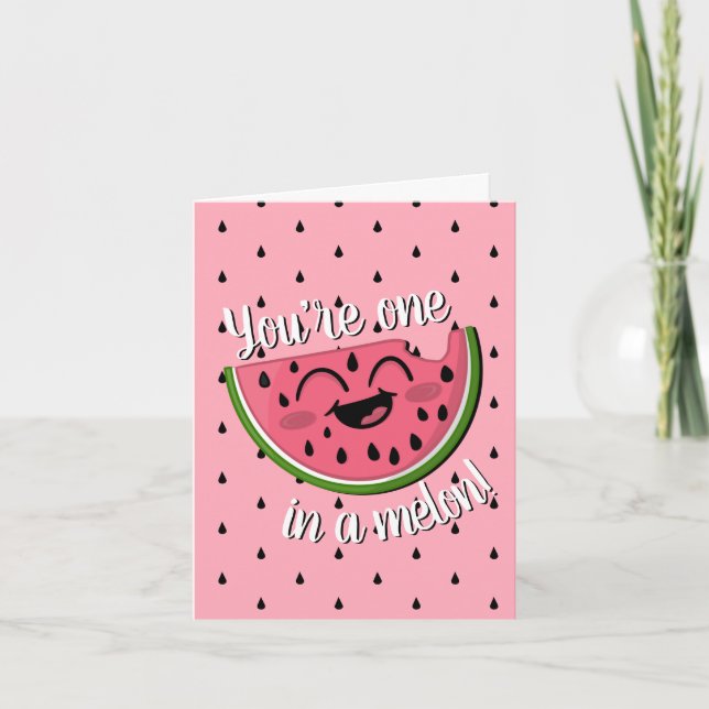 Carte Un dans un Melon Cute Watermelon rose Anniversaire (Devant)