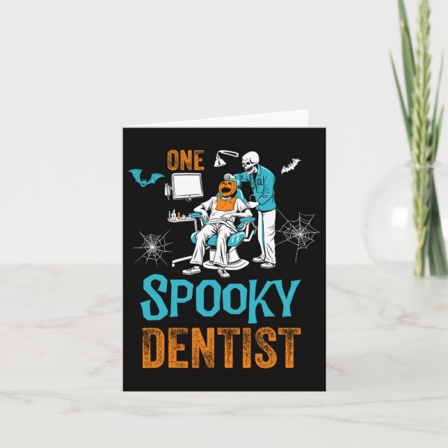 Carte Un Dentiste Éffrayant Craindre Dental Halloween Sq (Devant)