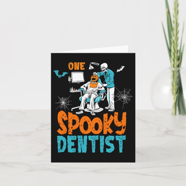 Carte Un Dentiste Éffrayant Craindre Dental Halloween Sq (Devant)