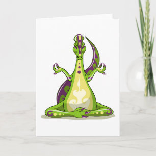 Carte Un Dinosaure Iguanodon Qui Fait Du Yoga.