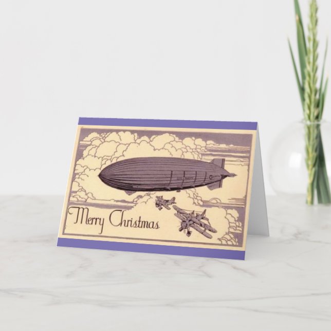 Carte Un Dirigible de Noël à l'ancienne (Devant)