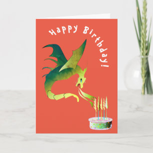 Carte Un dragon flamboyant allume des bougies sur le gât