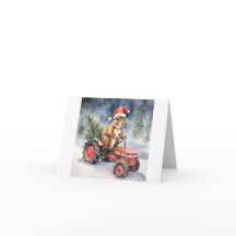 Un écureuil sur un tracteur Noël